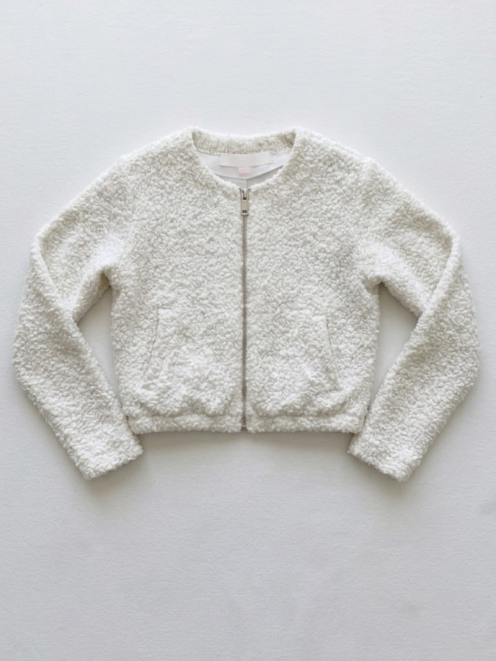 6ixty 8ight Creamy Boucle Knit Cropped Zip Up Jacket Sweater Women’s Medium